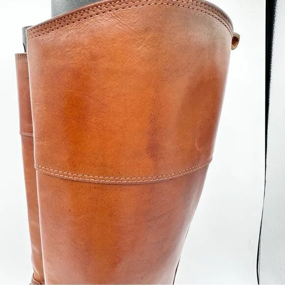 Frye Melissa Harness Tall Riding Boots Women Size 6.5 B Chestnut Brown Leather