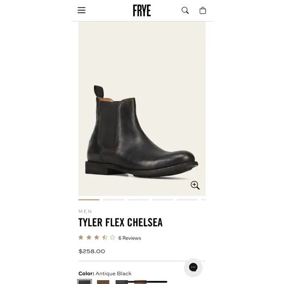 Frye Men’s Sz 10.5 Black Leather Boots Tyler Flex Chelsea