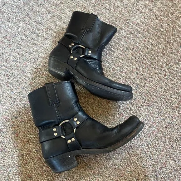 Frye O-Ring Harness Moto Boots Black