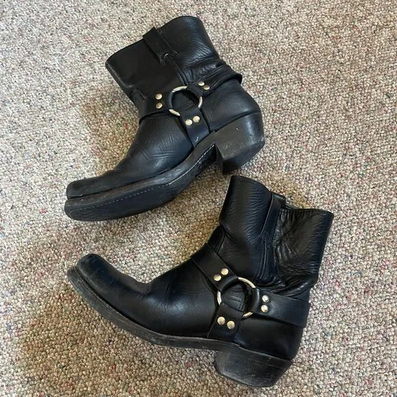 Frye O-Ring Harness Moto Boots Black