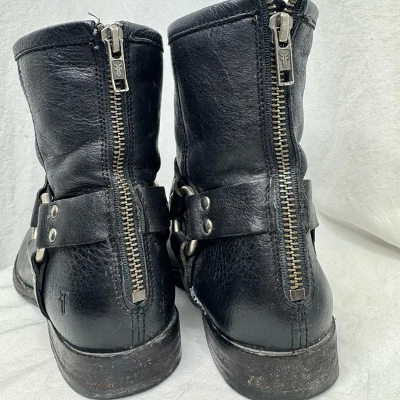 FRYE Phillip Harness Leather Bootie in Black Size 8
