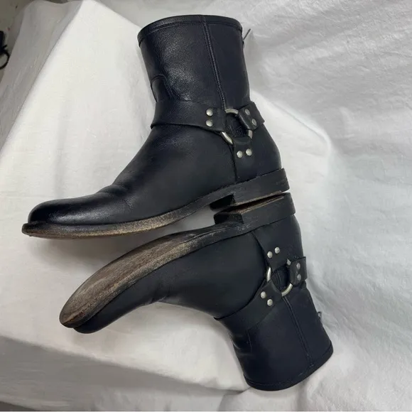 FRYE Phillip Harness Leather Bootie in Black Size 8