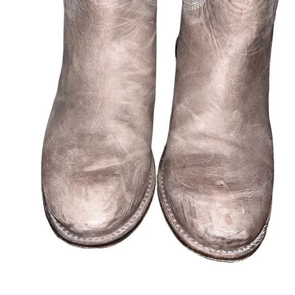 Frye Tall Gray Distressed Leather Paige Riding Boots