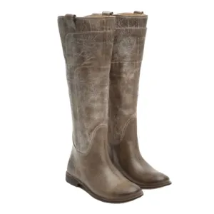 Frye Tall Gray Distressed Leather Paige Riding Boots