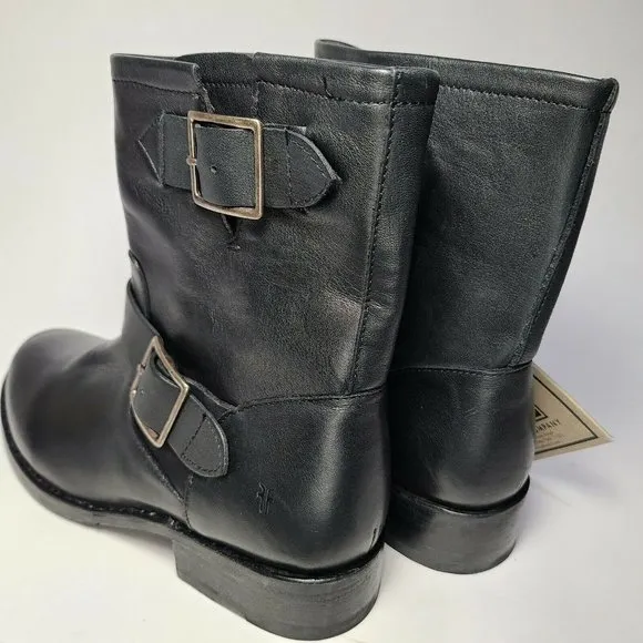 Frye women Engineer' Ankle Boots Vicky Black Leather floor pair sz 6.5