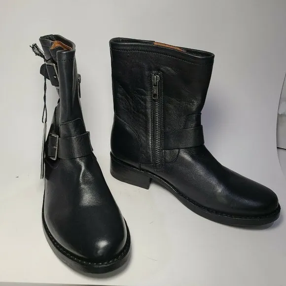 Frye women Engineer' Ankle Boots Vicky Black Leather floor pair sz 6.5