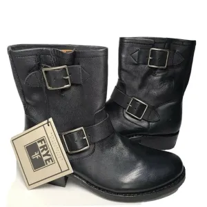 Frye women Engineer' Ankle Boots Vicky Black Leather floor pair sz 6.5
