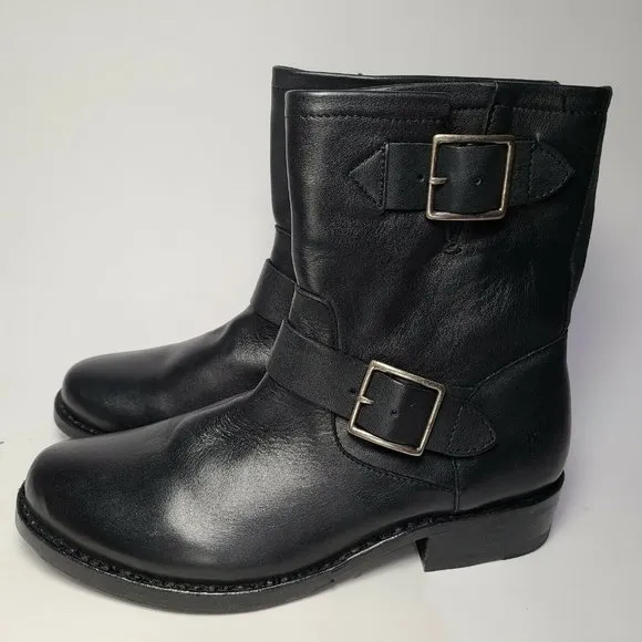 Frye women Engineer' Ankle Boots Vicky Black Leather floor pair sz 6.5