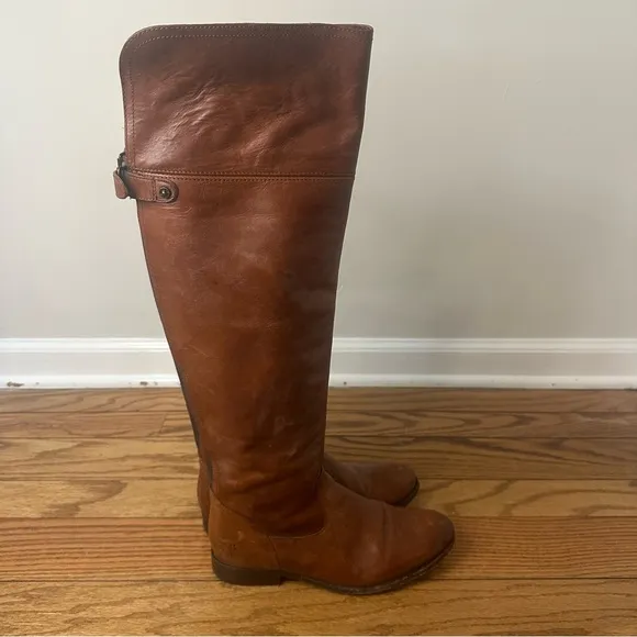 Frye Women’s Melissa Over the knee boots in cognac leather- Size 9