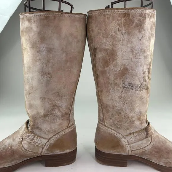 Frye Women’s Veronica Slouch Leather Boots US 9.5 B Tan Distressed Engineer Boot