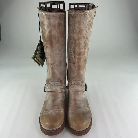 Frye Women’s Veronica Slouch Leather Boots US 9.5 B Tan Distressed Engineer Boot