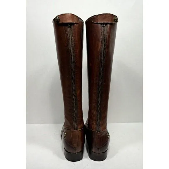 Frye Melissa Button Back Zip Leather 3471368 Cognac Boots Women’s Size 7.5 B