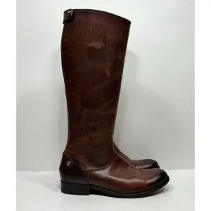 Frye Melissa Button Back Zip Leather 3471368 Cognac Boots Women’s Size 7.5 B