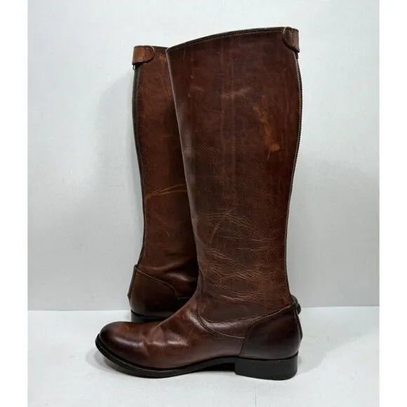 Frye Melissa Button Back Zip Leather 3471368 Cognac Boots Women’s Size 7.5 B