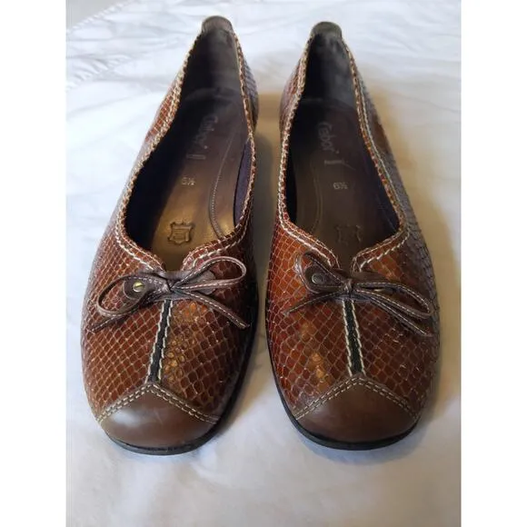Gabor Fashion Brown Snake Print Leather Flats Size 9 US/6.5 UK Comfort Shoes