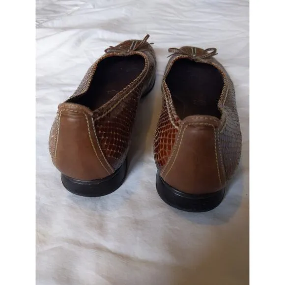 Gabor Fashion Brown Snake Print Leather Flats Size 9 US/6.5 UK Comfort Shoes