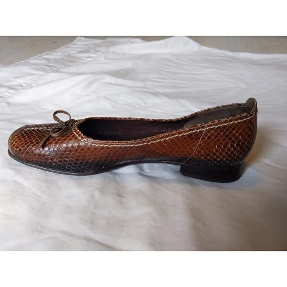 Gabor Fashion Brown Snake Print Leather Flats Size 9 US/6.5 UK Comfort Shoes