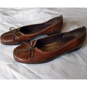Gabor Fashion Brown Snake Print Leather Flats Size 9 US/6.5 UK Comfort Shoes
