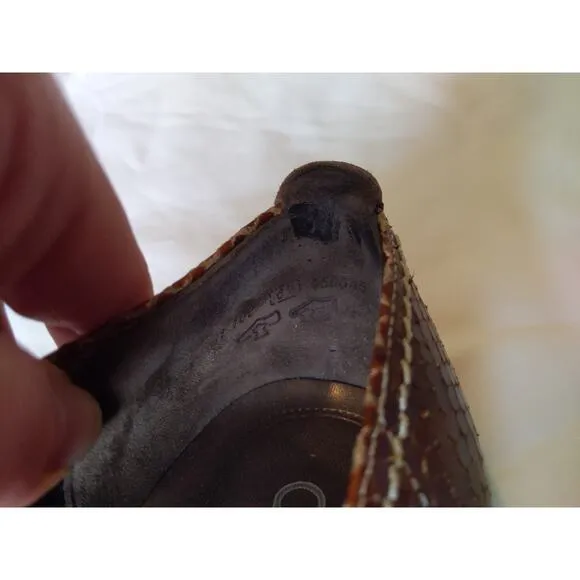 Gabor Fashion Brown Snake Print Leather Flats Size 9 US/6.5 UK Comfort Shoes