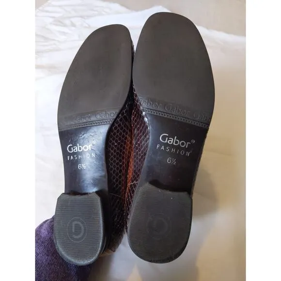Gabor Fashion Brown Snake Print Leather Flats Size 9 US/6.5 UK Comfort Shoes