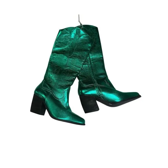 GB Gianni Bini Butter-fly Metallic Tall Cowgirl Cowboy Western Boots Size 12