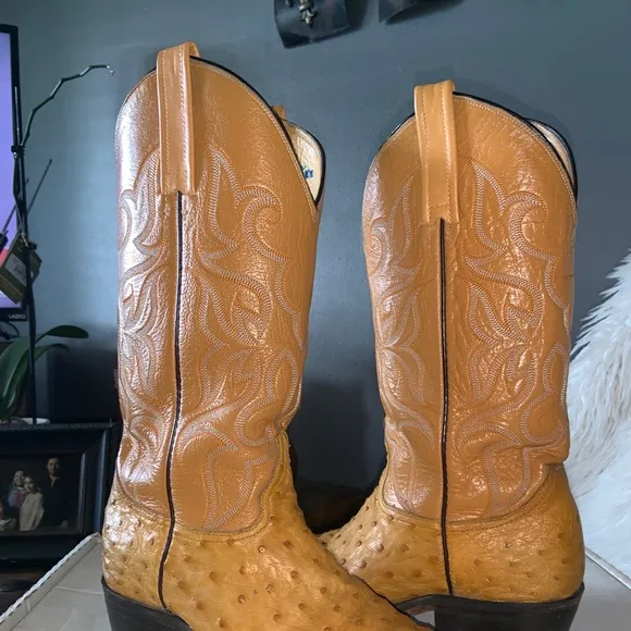 Genuine ostrich leather boots sz 7 men’s fit 8 wms