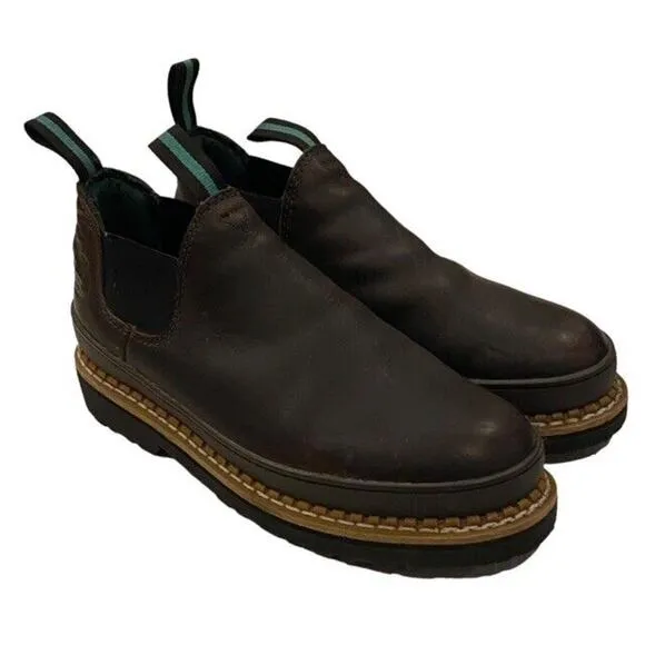 Georgia Giant Romeo Steel Toe Shoes Boots Mens Size 7 Womens Size 9 Soggy Brown