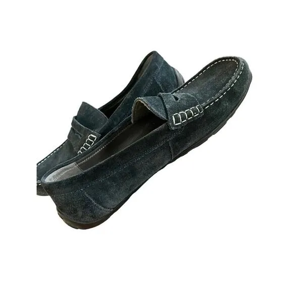 Geox Respira Mens Black Suede Driving Moc Loafers 8 (41) Slip On Shoes EUC