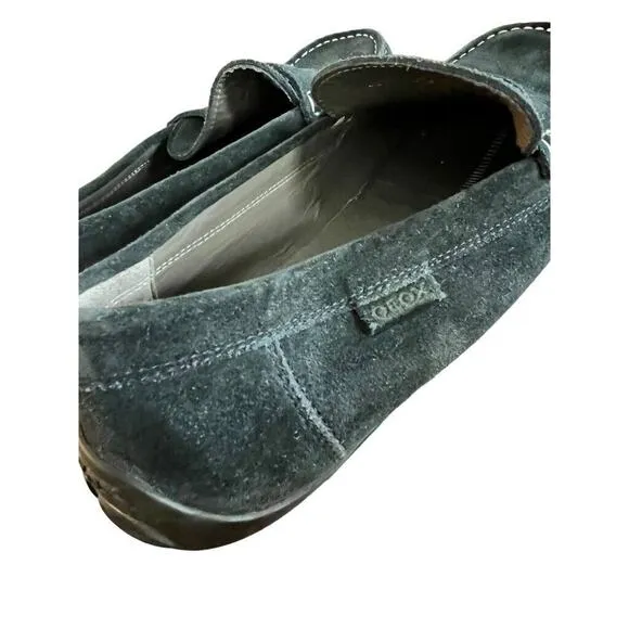Geox Respira Mens Black Suede Driving Moc Loafers 8 (41) Slip On Shoes EUC