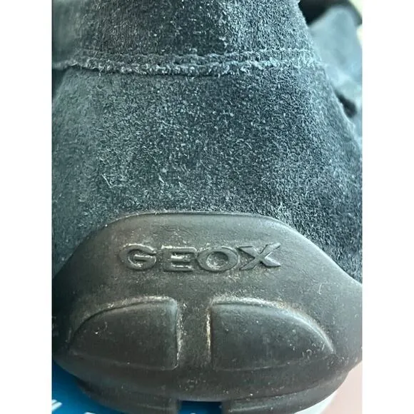 Geox Respira Mens Black Suede Driving Moc Loafers 8 (41) Slip On Shoes EUC