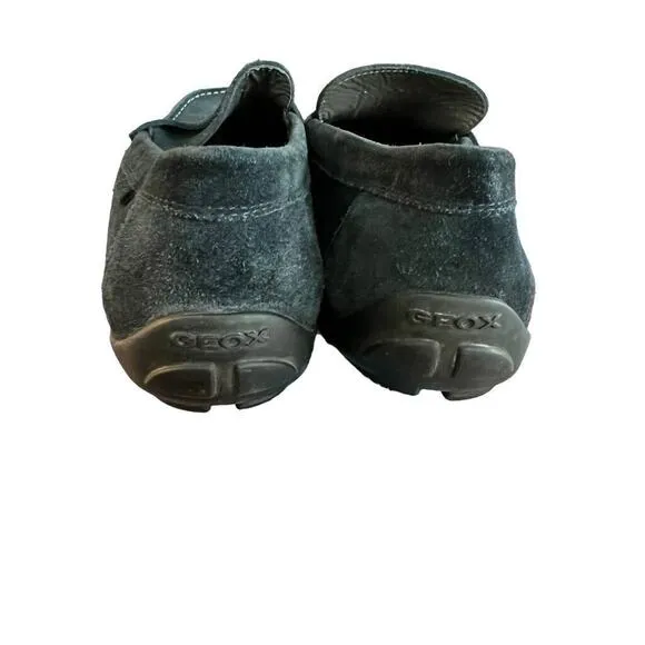 Geox Respira Mens Black Suede Driving Moc Loafers 8 (41) Slip On Shoes EUC