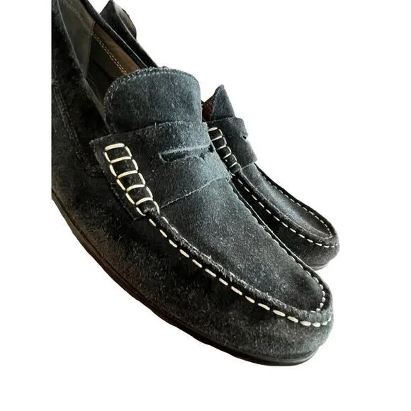 Geox Respira Mens Black Suede Driving Moc Loafers 8 (41) Slip On Shoes EUC