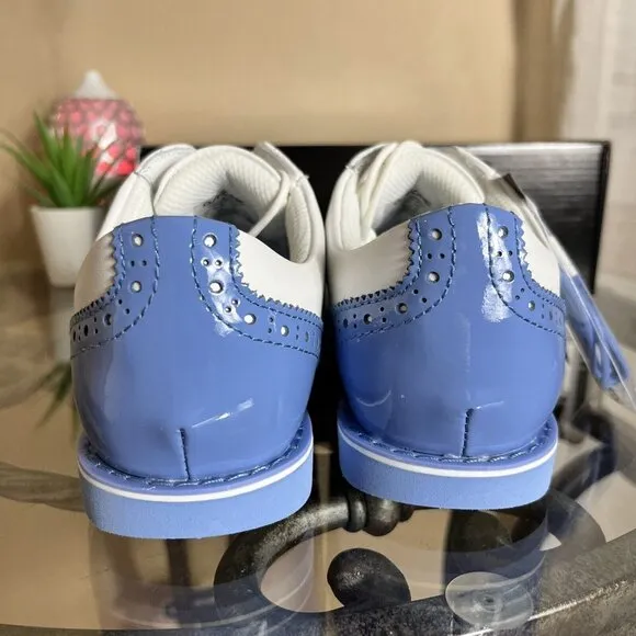 G/Fore Gallivanter Cap-Toe Vista‎ Blue White Leather Golf Shoes Women's Size 7
