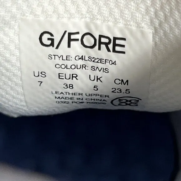 G/Fore Gallivanter Cap-Toe Vista‎ Blue White Leather Golf Shoes Women's Size 7