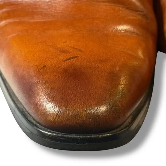 Gifennse Dress Shoes Mens Brown Leather Plain Toe Lace Up Size 10.5