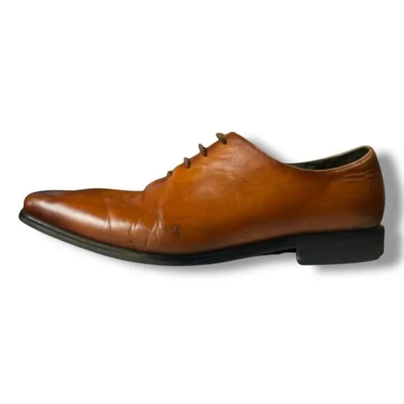 Gifennse Dress Shoes Mens Brown Leather Plain Toe Lace Up Size 10.5