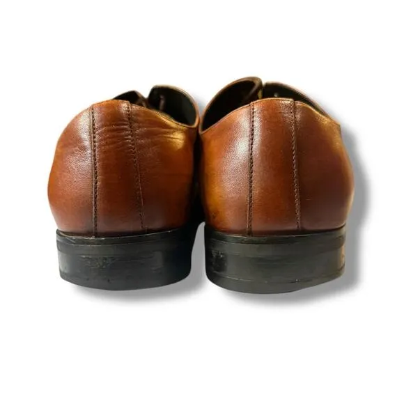 Gifennse Dress Shoes Mens Brown Leather Plain Toe Lace Up Size 10.5