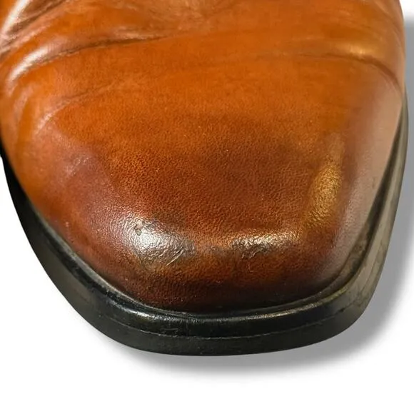 Gifennse Dress Shoes Mens Brown Leather Plain Toe Lace Up Size 10.5