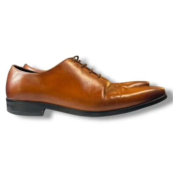 Gifennse Dress Shoes Mens Brown Leather Plain Toe Lace Up Size 10.5