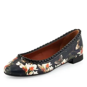 Givenchy Ninni Magnolia Print Ballet Flat Black Pattern Women's Size 37 | US 7