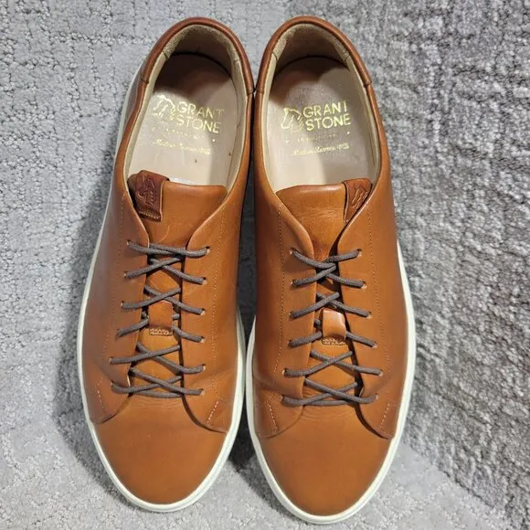 Grant Stone Coast Sneaker Men's Size US 9D Saddle Tan Leather Plain Toe Shoes