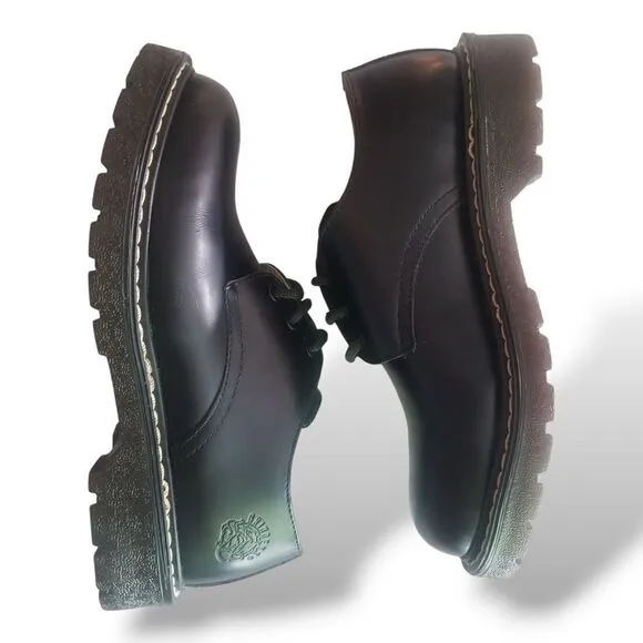 Grinders Percival CS Black Leather Lace Shoes Unisex sz 38