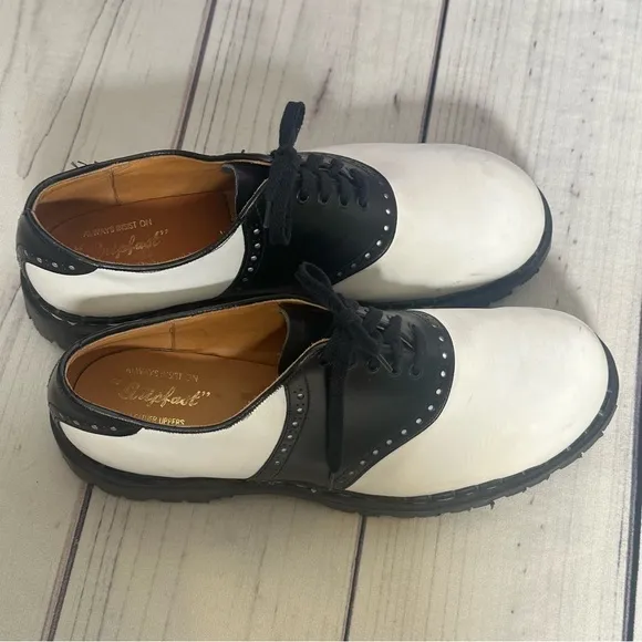 Gripfast Black &amp; White Saddle Shoes Steel Toe Men Sz 12 Made in England
