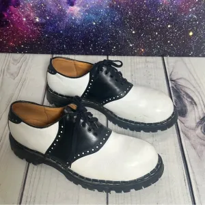 Gripfast Black &amp; White Saddle Shoes Steel Toe Men Sz 12 Made in England
