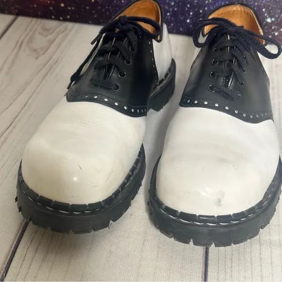 Gripfast Black &amp; White Saddle Shoes Steel Toe Men Sz 12 Made in England