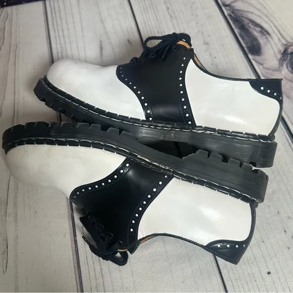 Gripfast Black &amp; White Saddle Shoes Steel Toe Men Sz 12 Made in England