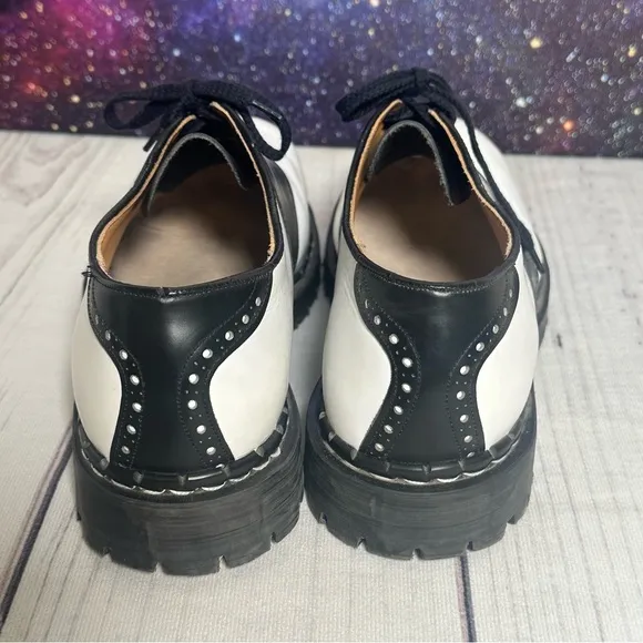 Gripfast Black &amp; White Saddle Shoes Steel Toe Men Sz 12 Made in England