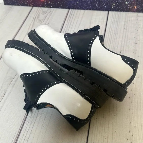 Gripfast Black &amp; White Saddle Shoes Steel Toe Men Sz 12 Made in England
