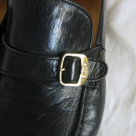 GUCCI Men's Loafer Leather Shoes Double G Monk Strap Size 46/US Size 9