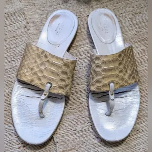 Gucci • Python Thong Mules in Cream